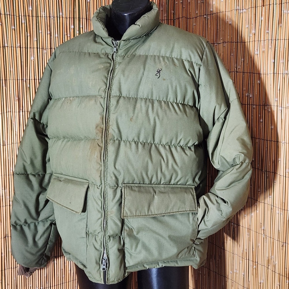 XL Vtg  Browning Goose Down PUFFER JACKET Men Hunting Outdoor Gorpcore Green USA